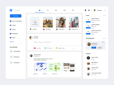 Redesign Facebook Webpage app branding design graphic design illustration ui ui design ux ux desgin ux design
