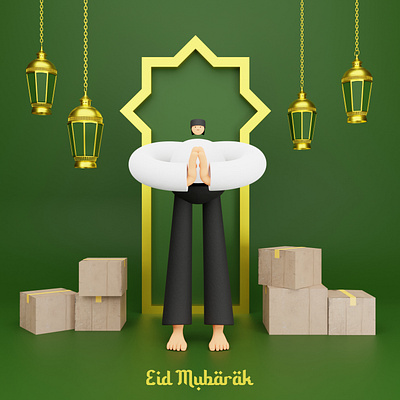 Eid Mubarak 1442 H 3d 3d animation 3d art 3d artist 3d modeling 3dillustration blender3d blender3dart branding illustration motiondesign