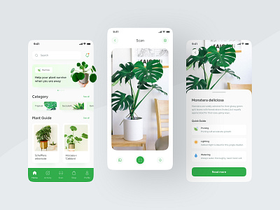 Plant Care Mobile App Design Concept camera farming green app mobile app mobile app design plant plant app plant care plant guide plant shop plant store planting plants recognition scan scanner