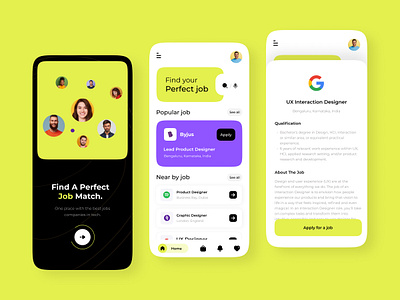 Job Finder App android app design animated clean ui design ios ios app ios app design job board jobs mobile mobile app mobile app design mobile design mobile ui typography ui user experience user interface user interface design ux