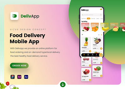 Food delivery mobile app - DelivApp clean daily ui delivery food order restaurant ui ux