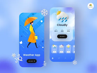 Weather App app design application axaydevikar branding design illustration ui design uidesign uiux weather weather app weather forecast weather icon weather widget