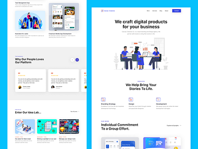 Canvas Creations - Digital Agency Landing Page digital agency figma homepage landing page typogaphy ui desgin ux design web ui design website website concept website design