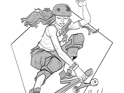 Nice Trick 🛹⭐ athlete drawing illustration jump skate skateboard skater sketch trick xgames