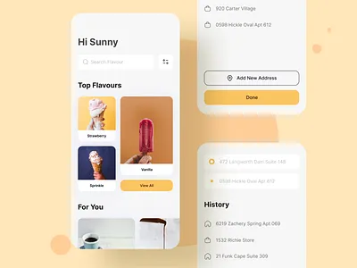 Ice Cream Flavors address icecream ios mobile app mobile app design sunny thecruze ui uiux
