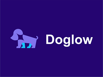 Doglow akdesain animal creative dog dog logo doggy glow logo design negative space pets pets logo shine stars veterinary