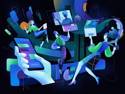 Smart Office Flow analysis big data collaboration illustration lifestyle office sharing smart office smart working software suite teamwork ui workflow