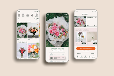 Floral app screens app app design branding design iteration figma graphic design interface design mobile app mobile app design ui ui design user experience ux ux design
