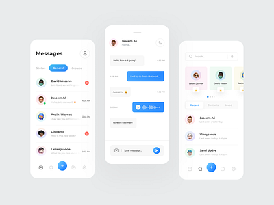 Messaging App Design app design chat chat app clean cool design designer message messaging app messenger mobile app mobile ui modern popular shot trendy design uidesign uiux userinterface uxdesign white