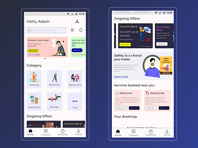 Home service UI @afshin t2y app appdesign dailyuichallenge design illustration minimal service app ui uidesign uiux