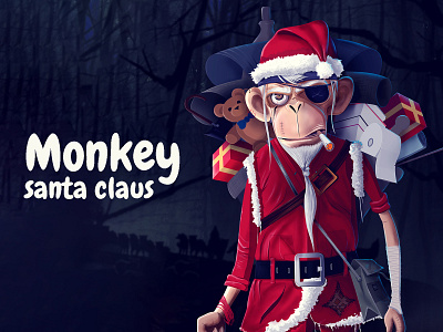 Monkey Santa Claus bestwork branding cartoon character children book illustration creative design creativeart digital illustration illustration illustrator santa claus