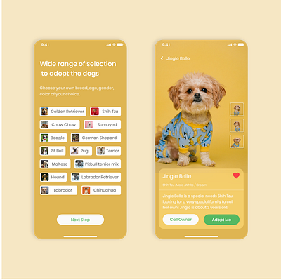 Adopt Dogs Online adobe xd adopt android app design dogs ios minimal mobile ui ux