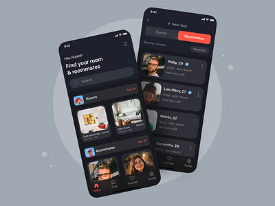 Find Room & Roommate apartment app design design flat interface interfaces ios app minimal mobile app design rental rental app room roommates ui ui design ux ux design