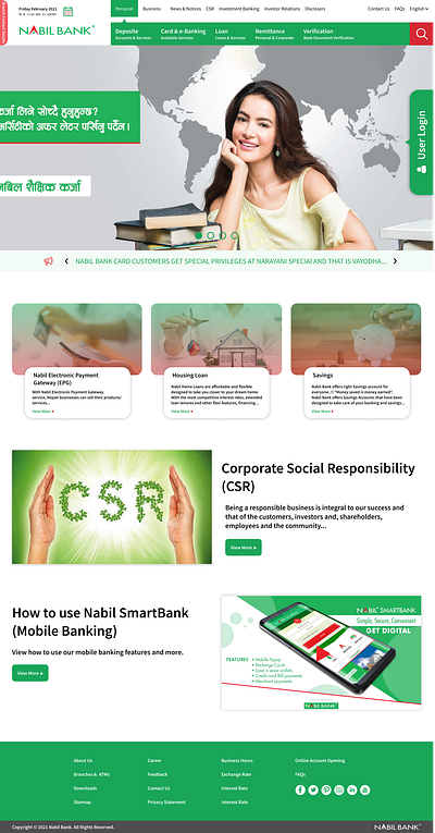 Nabil Bank Homepage Redesign branding design homepage minimal uiux web web page design website