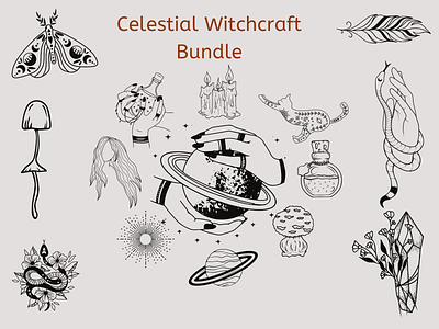 celestial withchcraft bundle animation bng bundle face floral graphic design ia logo moon motion graphics