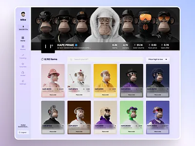 NFT Dashboard Concept 3d 3d art app blockchain branding concept crypto dashboard design graphic design illustration interface logo nft ui ux web web design web3