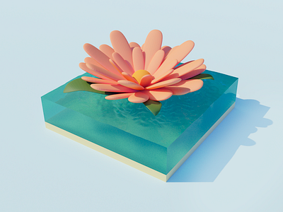 🌸Water flower 3D 3d 3d art 3d modeling art design digital illustraion minimal