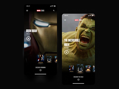 MCU App Concept app branding cinema design film hulk ironman marvel mcu ui ux
