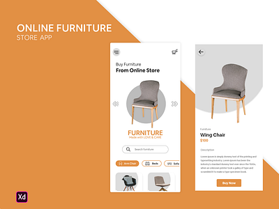 Furniture Shop App adobe photoshop adobe xd app app design branding design desinger furniture furniture app furniture design furniture store minimal ui ui ux ui design uiux ux