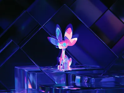NVIDIA STUDIO Playoff-unofficial mascot 3d art abstract blender blue clean glassy gradient illustration mascot nvidia playoff wantline