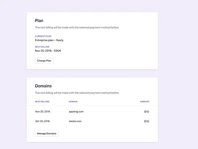 Plan settings billing billing page clean ui design design system domains figma minimalism minimalist pricing pricing plans pricing settings product design saas saas app settings settings ui ui ux webdesign
