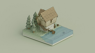 Fisherman's island 3d 3d artist 3denviroment blender blender 3d lowpoly lowpoly3d lowpolyart minimalist