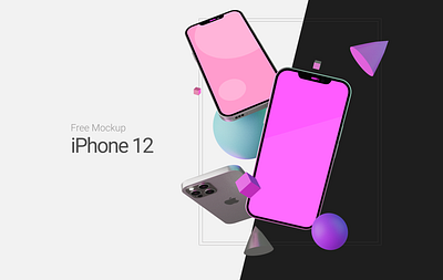 iPhone 12 Free Mockup 3d branding composition design download free iphone iphone 12 iphone12 mockup ui uidesign web webdesign