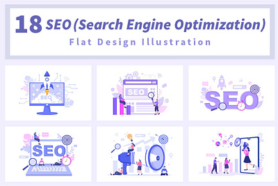 18 SEO Engine Optimization Vector Illustration digitalart illustrations seo