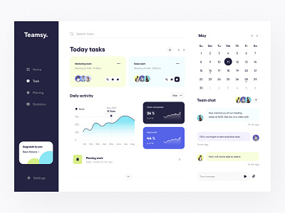 The Teamsy dashboard design calendar dasboard dashboad dashboard dashboard app dashboard design dashboard ui design designs statistic tasks ui ui ux uiux user experience user interface user interface design userinterface ux web