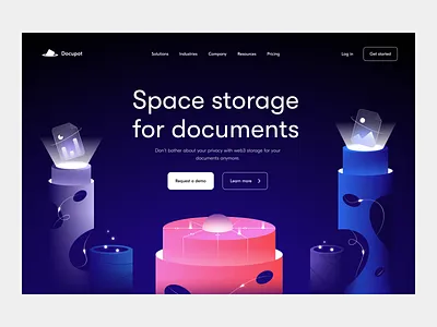 Docu storage: main page, visual identity blockchain design crypto doc docu document manager documents management tools open source storage ui user experience user inteface visual identity web web platform web3