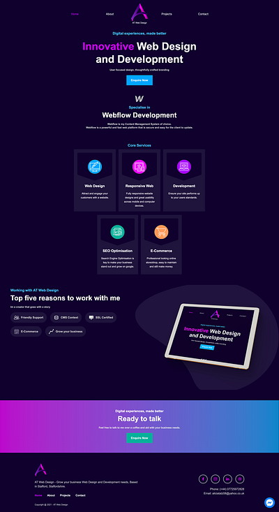 My New Portfolio Site - AT Web Design adobe xd adobe xd design design freelance design freelancer portfolio portfolio site ui ux web webdesign webdesigner webdeveloper webflow website