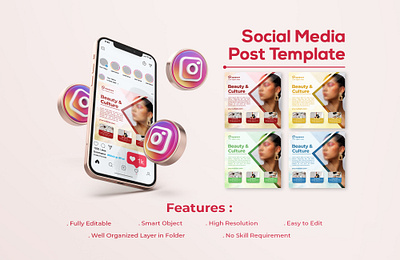 Social Media Post Template ad design advertisement design branding creative dribbble graphic design instagram instagram template socialmedia vector