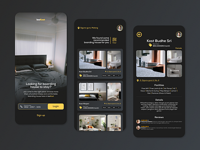 Boarding House Finder App app boarding house design house house rent kost kostan mobile app mobile app design property rent ui