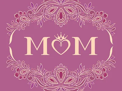 MOM floral flourishes hand drawn hand lettering illustration junoon designs lettering mauve mom motherhood mothers mothersday ornamental pink typography
