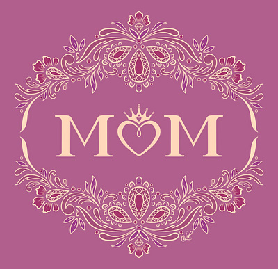 MOM floral flourishes hand drawn hand lettering illustration junoon designs lettering mauve mom motherhood mothers mothersday ornamental pink typography