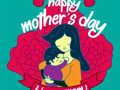 happy mother's day with text i love you mom, vector background i branding day design happy birthday happy mothers day happy new year icon illustration logo minimal mom mother vector
