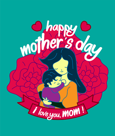 happy mother's day with text i love you mom, vector background i branding day design happy birthday happy mothers day happy new year icon illustration logo minimal mom mother vector