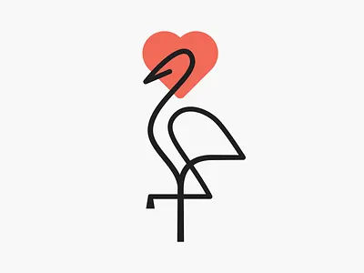 Heart Crane Lineart! bird brand brand design brand identity branding crane flamingo heart icon illustration lineart logo logo design logodesign love mark minimal monoline symbol visual identity