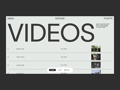 EDITORS - Web Concept - Video Gallery band design digital editors exploration layout minimalist motion design music typography ui web web design web motion website