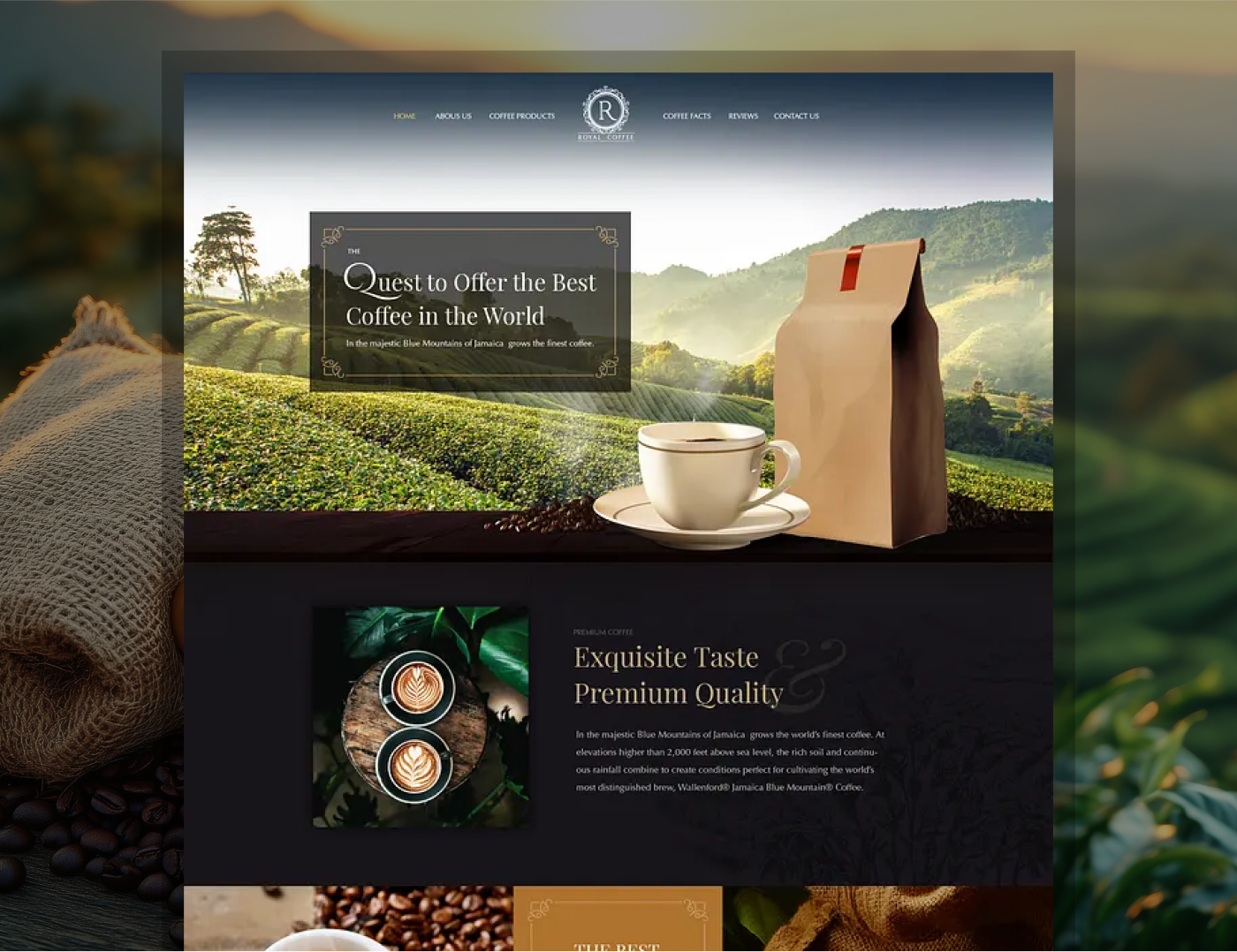 WordPress Theme Design coffee coffee cup dark ecommerce elegant food woocommerce wordpress