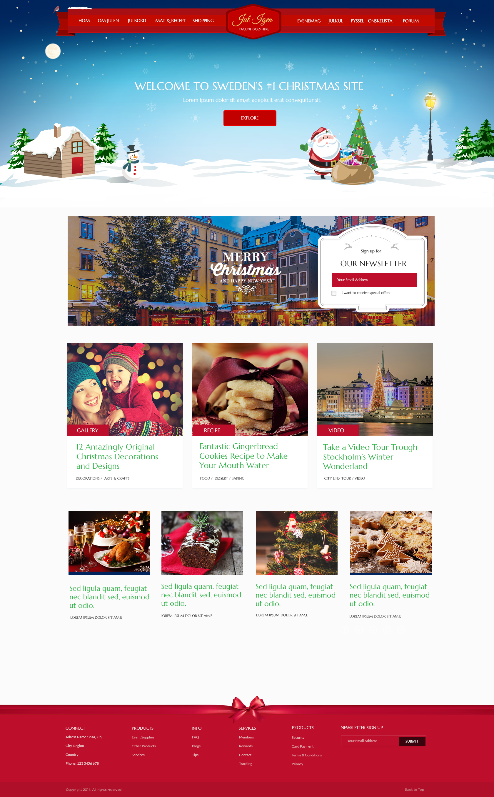 Christmas E-commerce Website christmas ecommerce illustrated shop shopify woocommerce