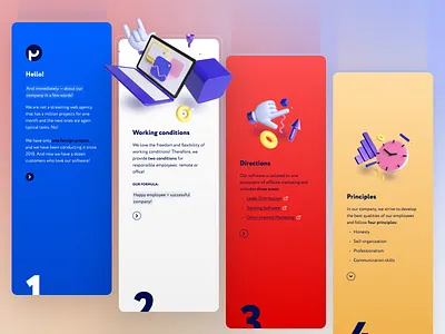 New concept for website! 3d adaptive affiliate blue card design finance illustration landing logo marketing red udix ui ui kit ux web white yellow