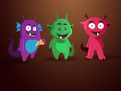 Cartoon monsters concept cartoon illustration photoshop