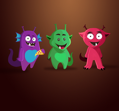 Cartoon monsters concept cartoon illustration photoshop