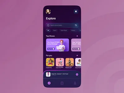 Podcast App - UI Design adobe ilustrator adobe xd app figma music app music player ui player ui podcast podcast app ui ui design uiux ux ux design