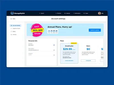 Manage my kid - Web app @profile @ui @uidesign @user