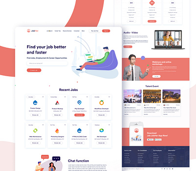 Job Finder Landing Page Design app design branding job finder landing page uidesign ux website