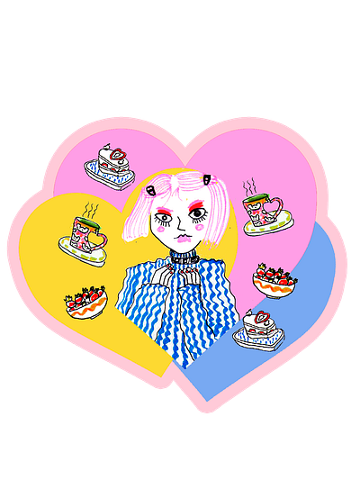 Pastel Heart Sticker cafe cafeteria girl girly heart lovely pastel pastry sticker design stickers strawberry