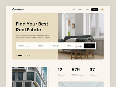 Real Estate Landing Page clean home house landing page property management real estate real estate agency rent rental property ui uidesign ux webdesign website