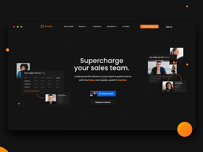 Uhubs dark ui design landing page ui